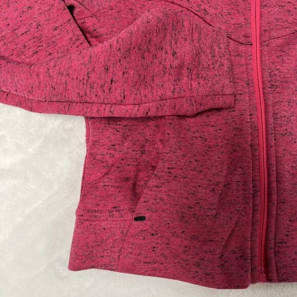 Nike Jacket Hoodie Zip Up Girls Small 5 Vivid Pink Heather Knit Pockets Logo - Picture 3 of 7